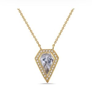 14KY Diamond and White Topaz Pendant/Necklace